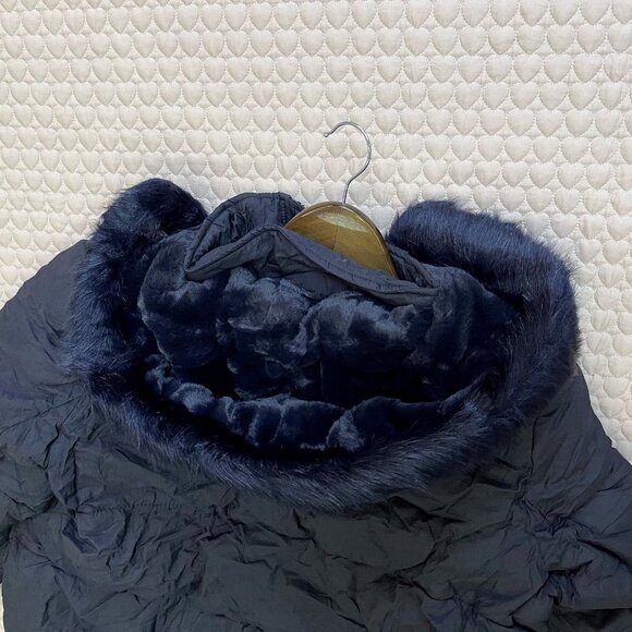 NWOT Debenhams Collection Mens Hood Chevron Quilted Puffer Coat Size 22 XL Navy - Picture 9 of 15